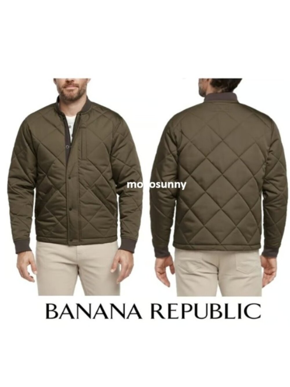 NWT Banana Republic Men’s Quilted Bomber Jacket, Green